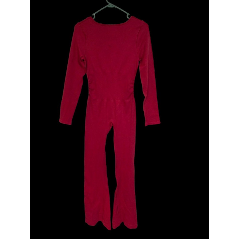 Women's Long-Sleeve Maroon Jumpsuit